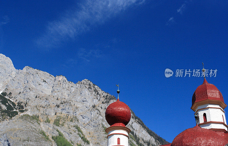 教堂的圆顶圣Bartholomä am Königssee